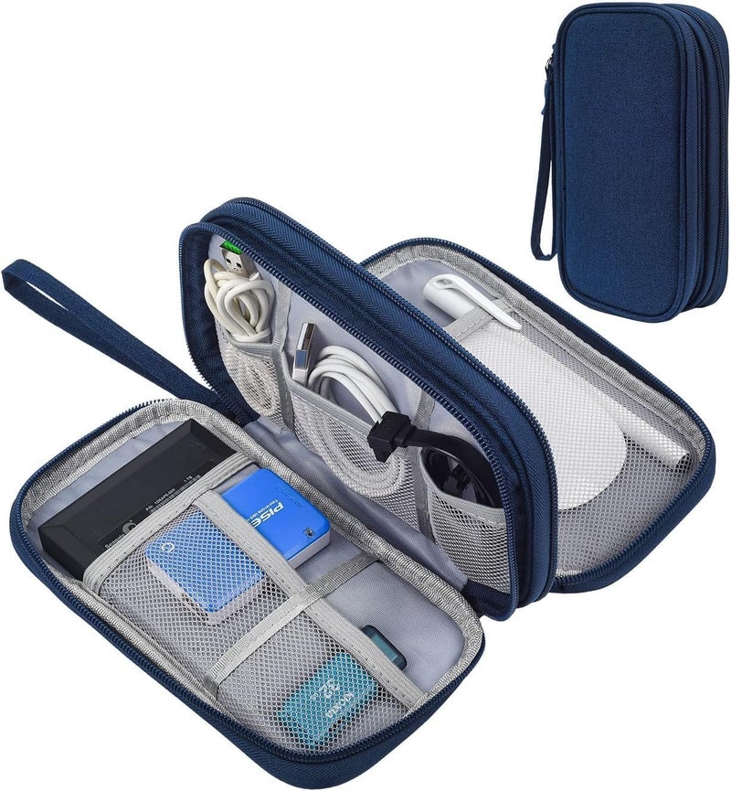 CAOODKDK Electronic Organizer Travel Cable Accessories Bag, Electronic Organizer Case, Electronic Accessories Organizer Bag for Power Bank, Charging Cords, USB Cable, Earphones (Navy Blue) - Image 1